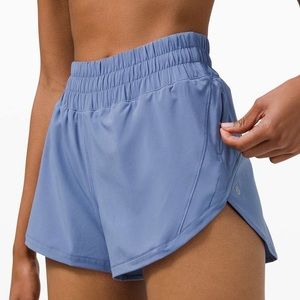 Lululemon Track That Mid-Rise Lined Short 5” in blue